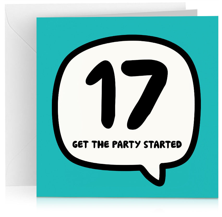Turquoise age 17 (seventeen) birthday card