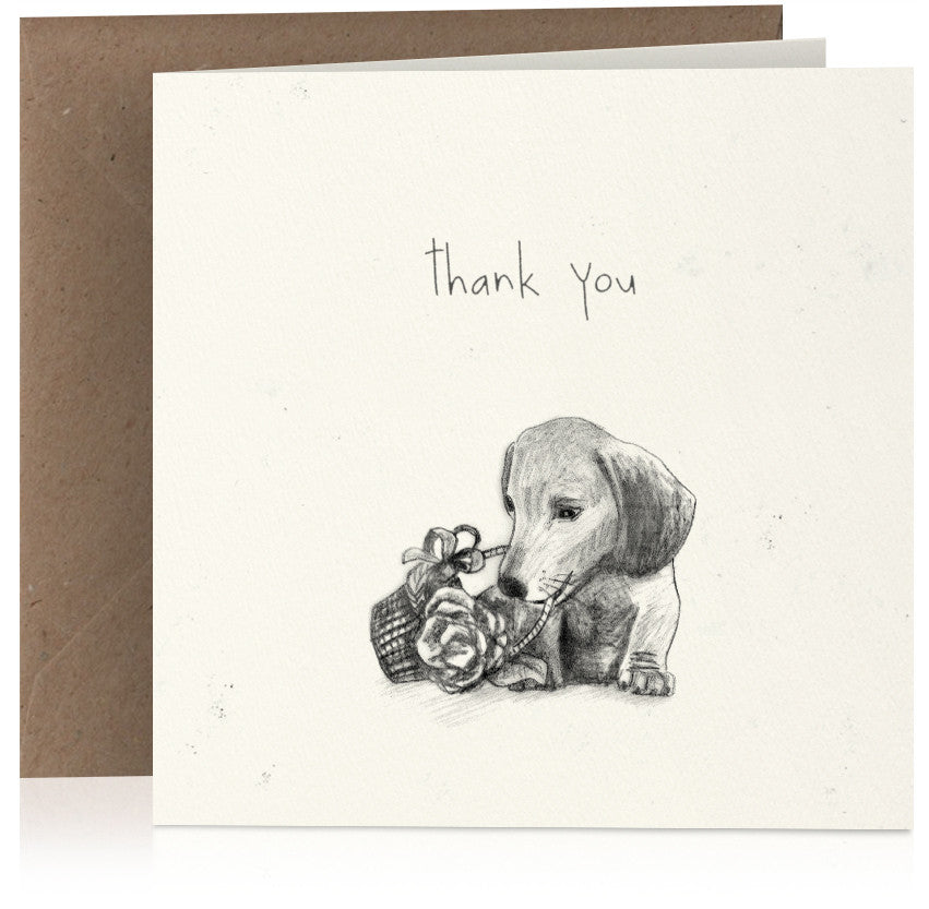 Thank you dog with flowers x 6
