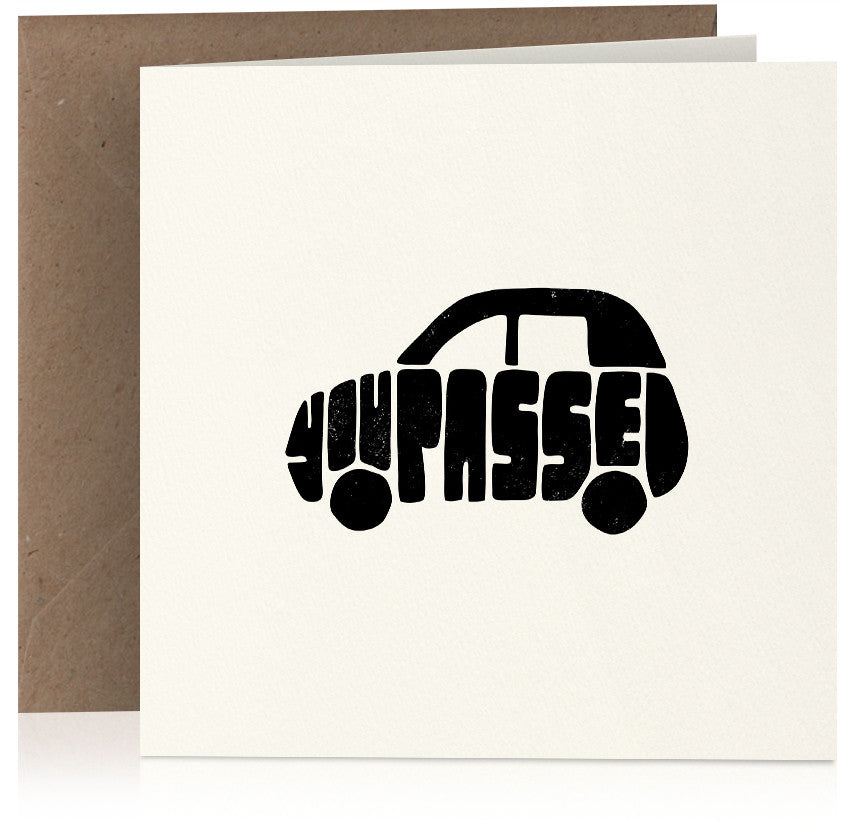'Car' you passed your driving test card