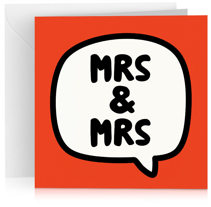 Red 'Mrs and Mrs' gay wedding card