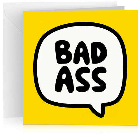 Yellow Bad Ass cheeky birthday card