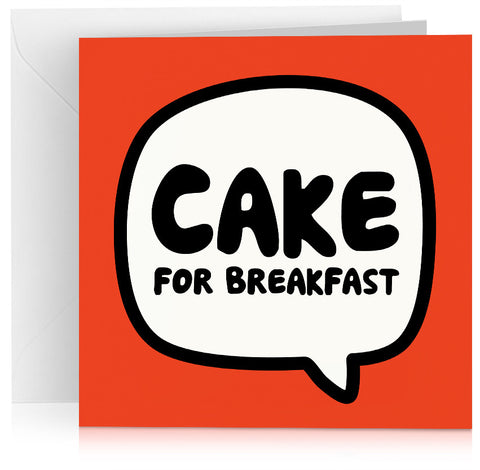 Red cake for breakfast birthday card