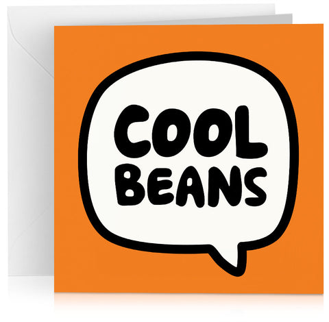 Orange 'Cool beans' card for birthday, well done or congratulations