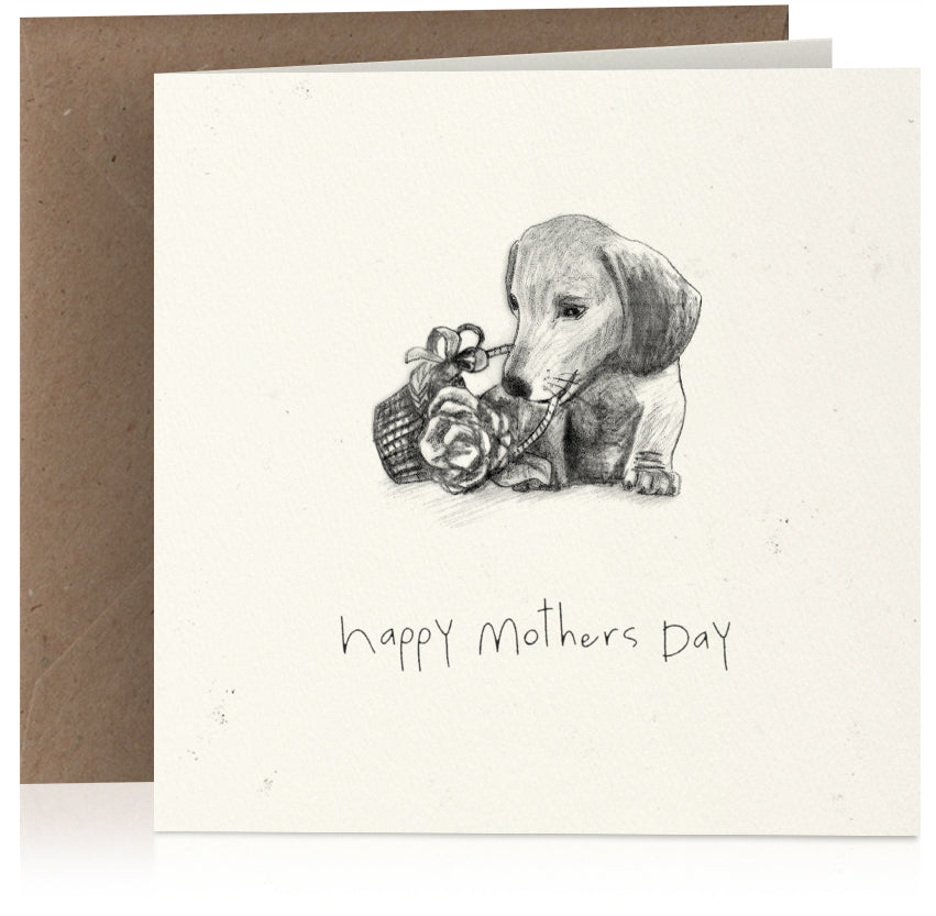 Mothers Day dog with flowers x 6