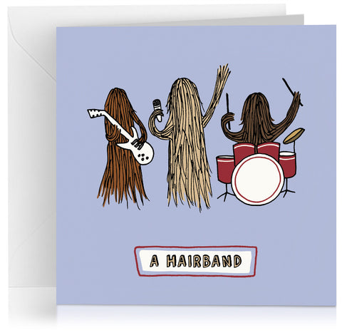 'Hair band' humorous birthday card with visual pun