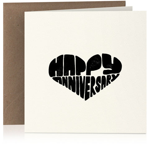 'Heart' screen-print style happy anniversary card