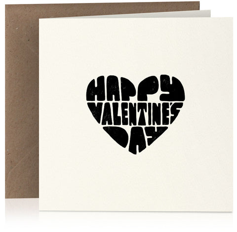 Happy Valentines Day (heart) card in screen-print style