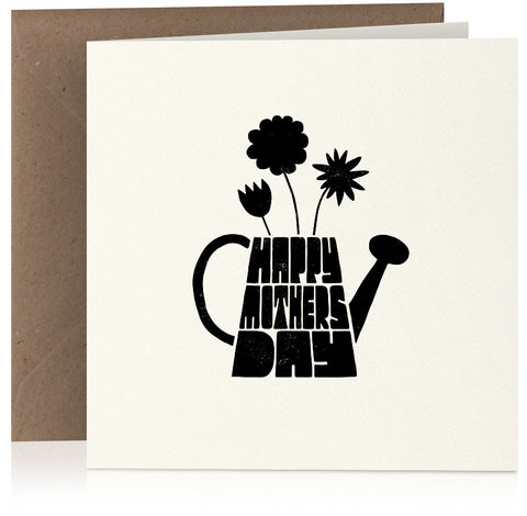 Watering can Mothers Day card in screen-print style