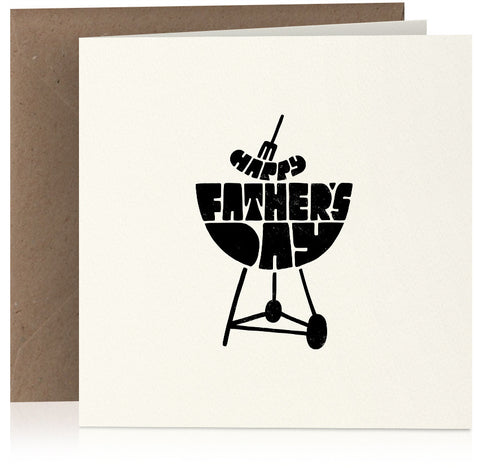 Black BBQ Fathers Day card in screen-print style