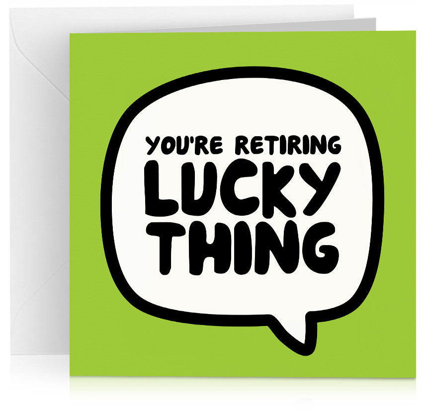 Green 'Lucky thing' cheeky retirement card