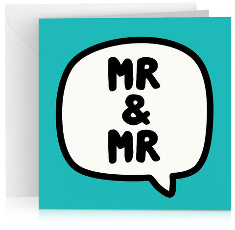 Turquoise 'Mr and Mr' gay wedding card