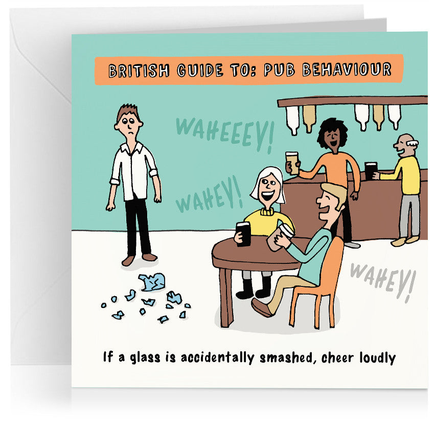 'Cheering in pub' humorous birthday card