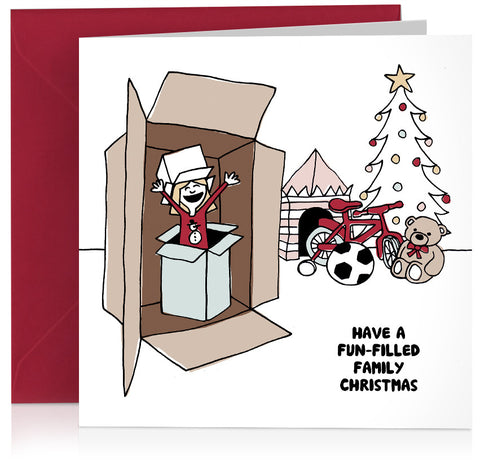 Boxes humorous illustrated Christmas card