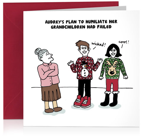 Humorous Christmas jumpers card