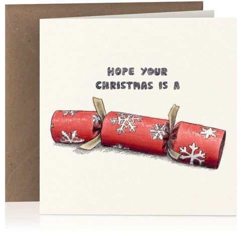 Christmas cracker illustrated card featuring a visual pun play on words